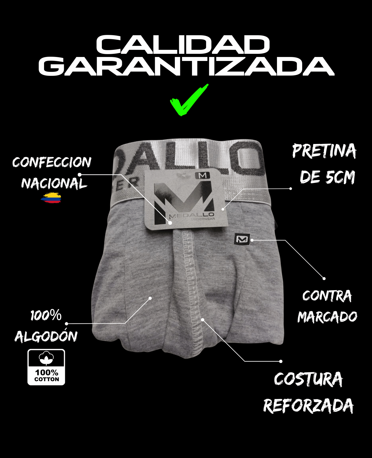 PACK DE BOXER MEDALLO ALGODÓN X7