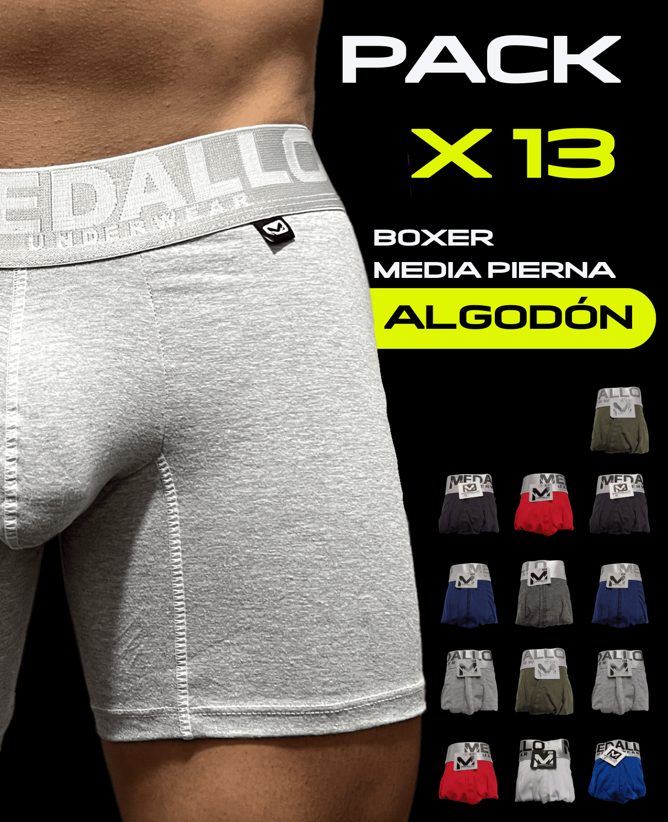 PACK DE BOXER MEDALLO ALGODÓN X13