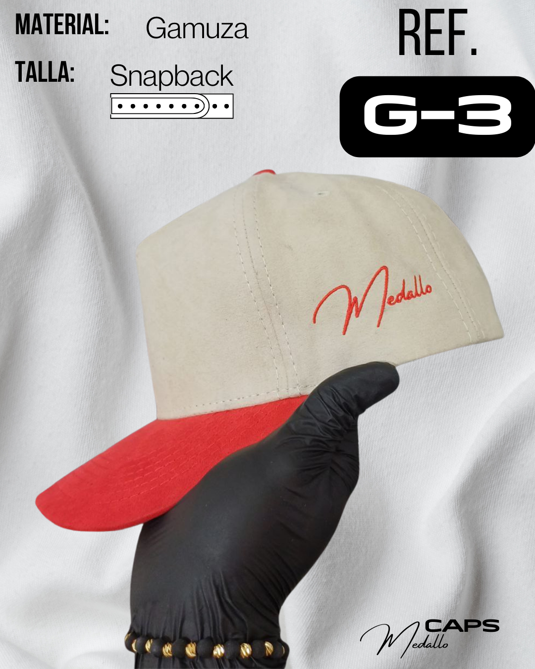 Gorra En Gamuza Medallo (Beige/rojo)