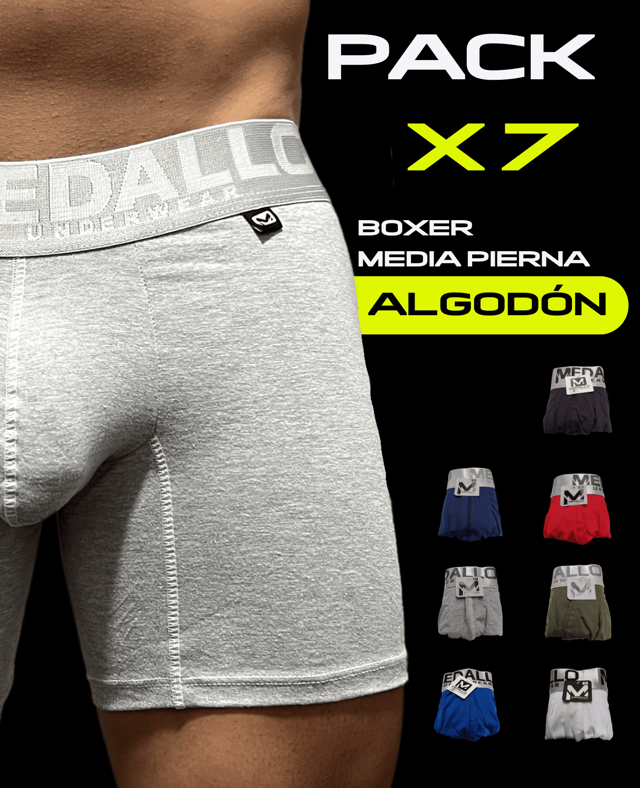 PACK DE BOXER MEDALLO ALGODÓN X7