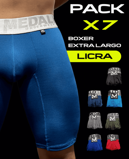PACK DE BOXER MEDALLO EXTRA LARGO LICRA X7