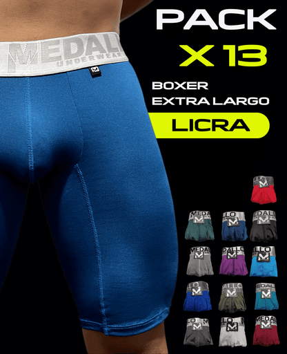 PACK DE BOXER MEDALLO EXTRA LARGO LICRA X13