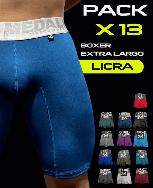 PACK DE BOXER MEDALLO EXTRA LARGO LICRA X13