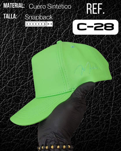 Gorra En Cuero Medallo (verde neón)