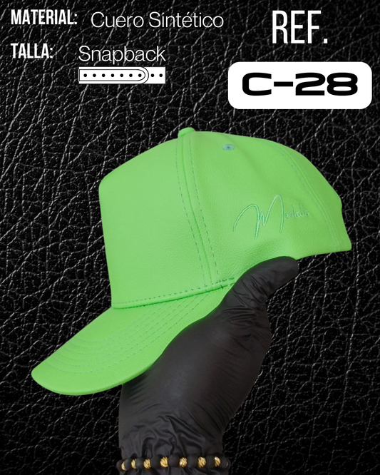Gorra En Cuero Medallo (verde neón)